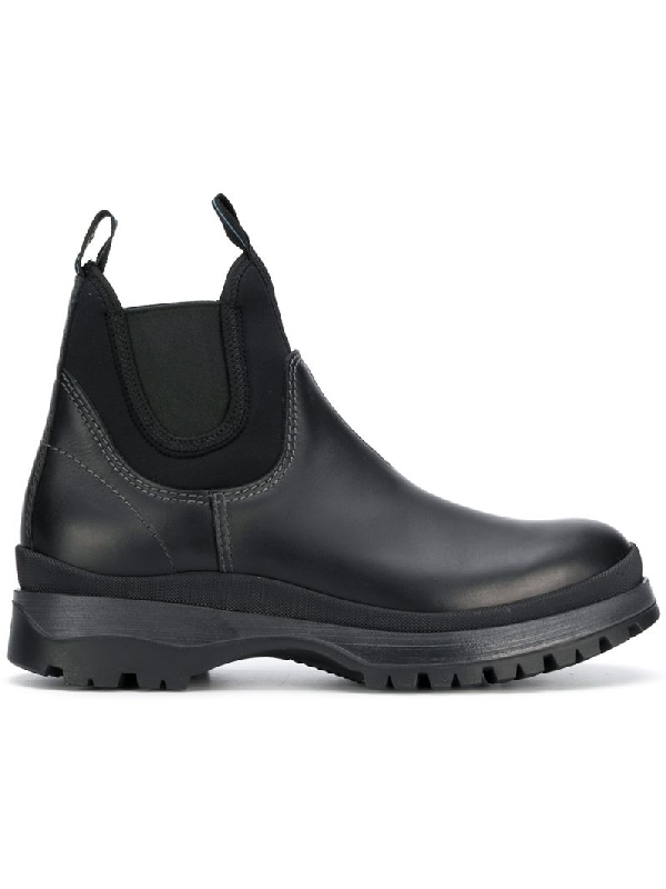 prada leather and neoprene booties