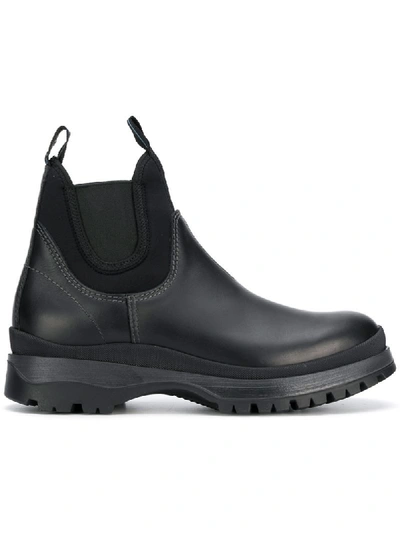 Prada Leather And Neoprene Chelsea Boots - Black | ModeSens