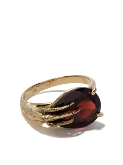 Wouters & Hendrix Gold 18kt Gold Claw Garnet Ring In Yellow Gold