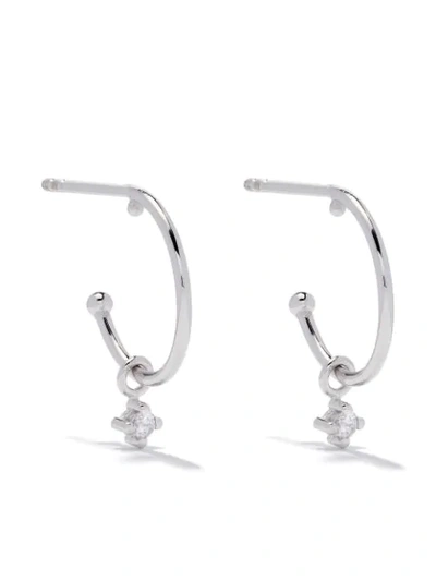 Wouters & Hendrix Gold 18kt Gold Diamond Hoop Earrings In White Gold