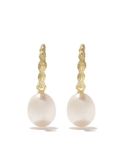 Wouters & Hendrix Gold 18kt Yellow Gold Organic Pearl Hoops