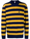 Loewe Logo-embroidered Striped Wool And Cashmere-blend Sweater In Yellow