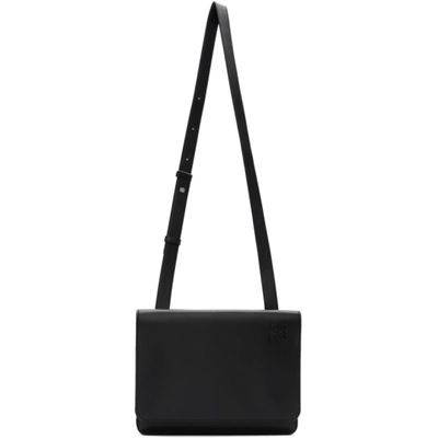 Loewe Black Gusset Flat Messenger Bag In 1100black