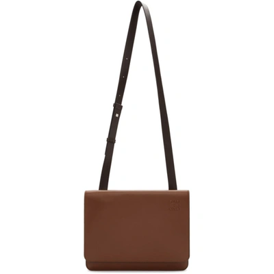 Loewe Brown Gusset Flap Messenger Bag In 3200cognac