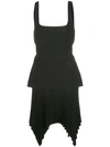 Dion Lee Pleated Handkerchief Asymmetric Mini Dress In Black