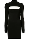Dion Lee Jersey High-neck Cutout Mini Dress In Black