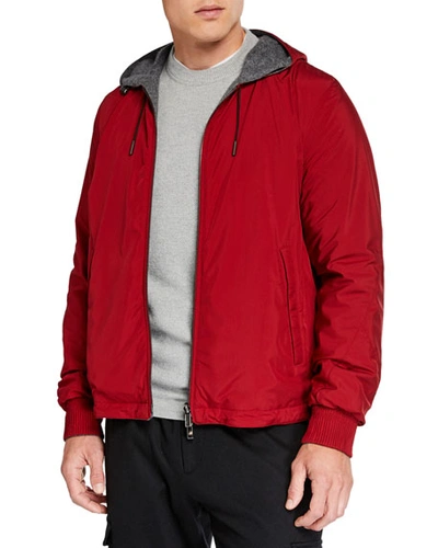 Ermenegildo Zegna Men's Breeze Breaker Wind-resistant Jacket In Dark Red