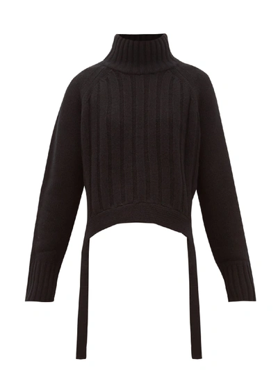Proenza Schouler Wool-cashmere Drape-hem Turtleneck Sweater, Black