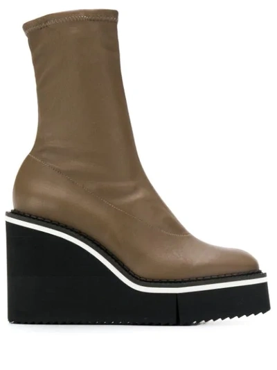 Clergerie Bliss Leather Platform Ankle Boots In Brown