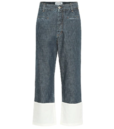 Loewe Cropped High-rise Wide-leg Jeans In Blue