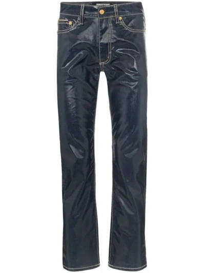 Eytys Cypress Wet Mid-rise Straight Pants In Blue ModeSens