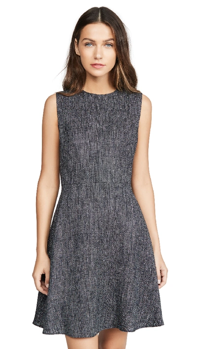 Theory Textured Linen-blend Woven Dress In Navy Multi
