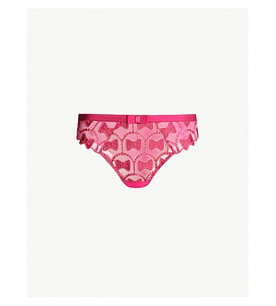 Aubade X Viktor & Rolf Bow-detail Lace Tanga Briefs In Bonbon