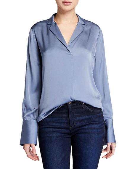 Kobi Halperin Rebekah Long-sleeve Silk Blouse In Blue Gray | ModeSens