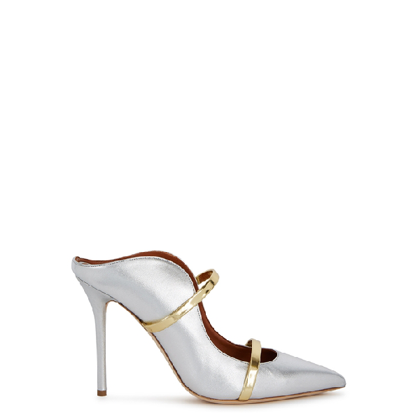 silver leather mules