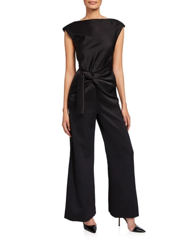 Camilla And Marc Satin Cap-sleeve Wide-leg Jumpsuit In Black