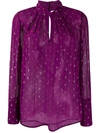 Ba&sh Cabri Printed Keyhole Long-sleeve Top In Purple