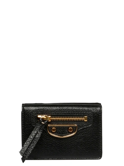 Balenciaga Classic Zip-front Leather Wallet In Black