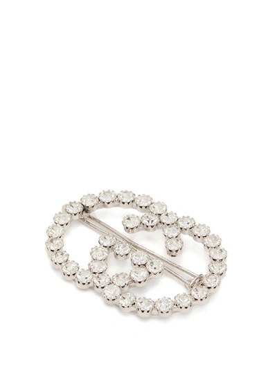 Gucci Gg Crystal-embellished Hair Clip In Silver