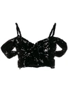 Simone Rocha Sequinned Off-the-shoulder Bustier Top In Black