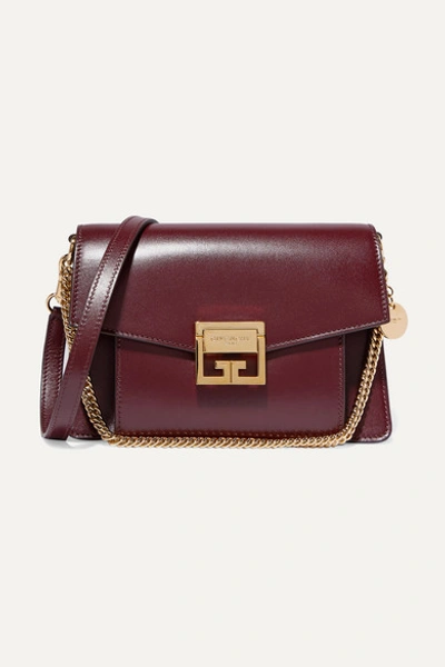 Givenchy Small Leather Gv3 Cross Body Bag In Aubergine