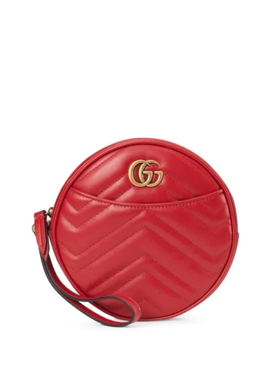 Gucci Leather Marmont Matelassé Wrist Wallet In Red