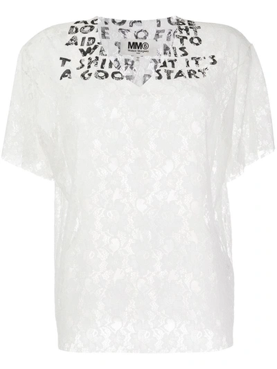 Mm6 Maison Margiela Charity Lace Short-sleeve Top In White