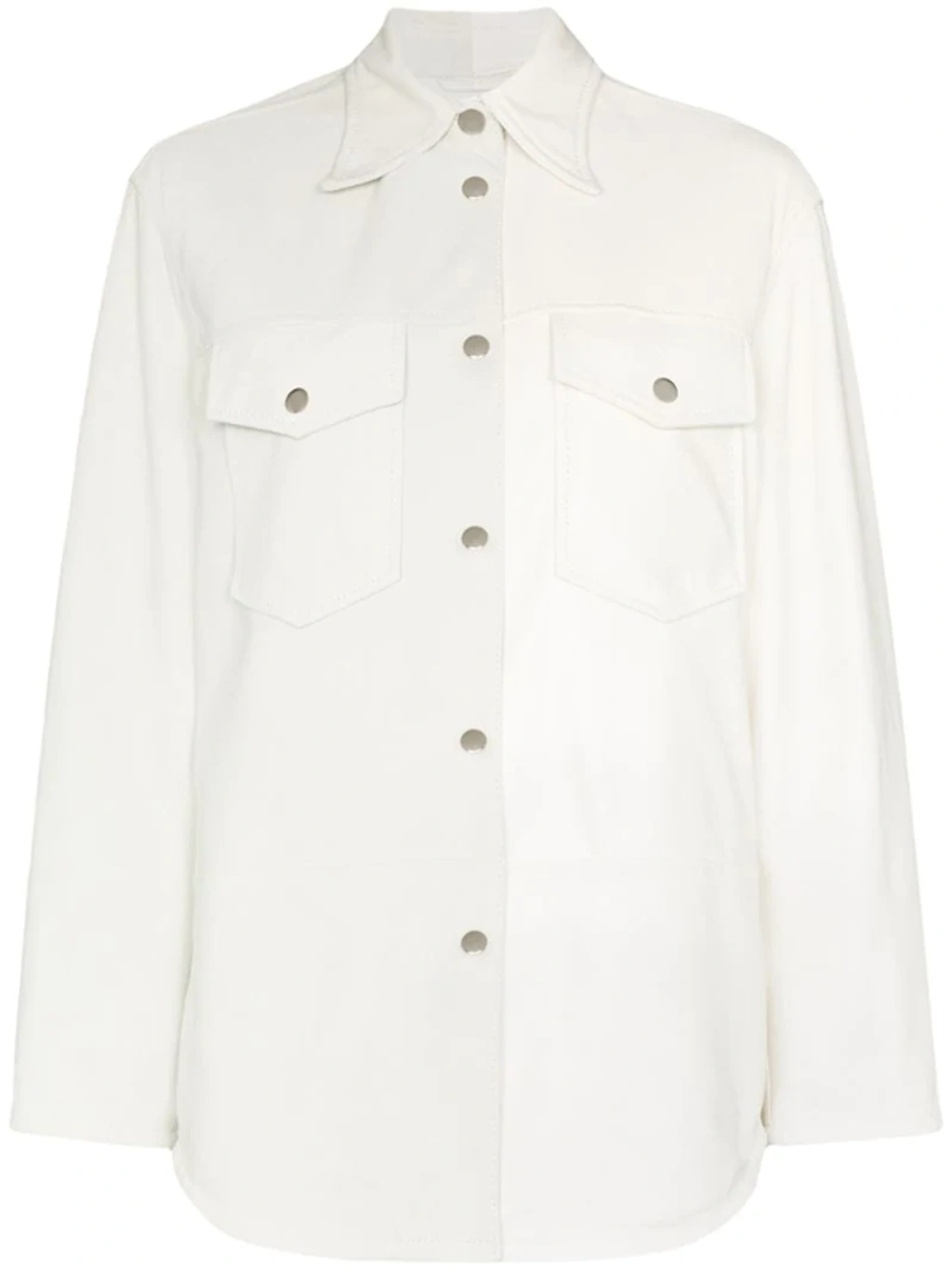 MM6 / Two toned Leather Button-down Shirt/46/レザー/ホワイト/S32DL0255 Mm6 Maison Margiela Two-toned Leather Button-down Shirt In White