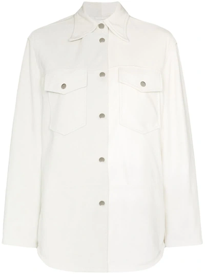Mm6 Maison Margiela Two-toned Leather Button-down Shirt In White