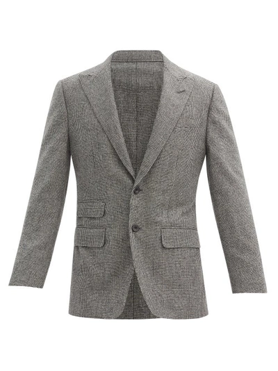 Thom Sweeney Prince Of Wales-check Wool Blazer In Steel Grey
