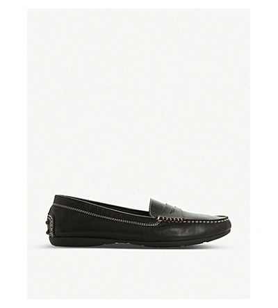 Dune Grover Leather Loafers In Black-leather
