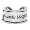 Alexander Mcqueen Band Ring With Carry Over Logo In Silver