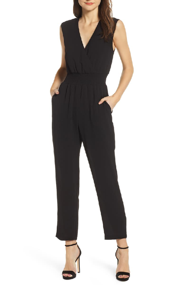 Wayf Fallon Smockedwaist Jumpsuit In Black ModeSens