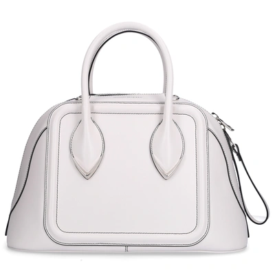Alexander Mcqueen 'the Pinter' Leather Bowling Bag In White