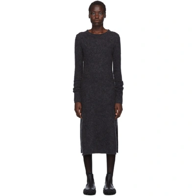 Acne Studios Mohair-blend Midi Dress Charcoal Grey Melange In Charcoal Me