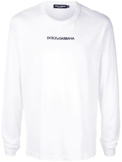 Dolce & Gabbana Logo Print Jersey Top In White