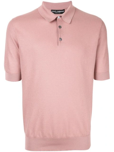 Dolce & Gabbana Henley Polo Shirt In Pink