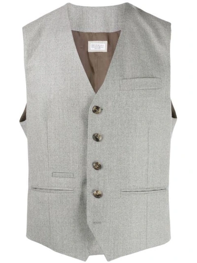 Brunello Cucinelli Twill Waistcoat In Grey