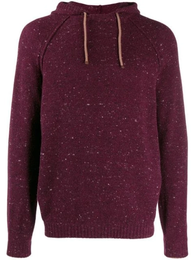 Brunello Cucinelli Hooded Speckled-knit Jumper In Red