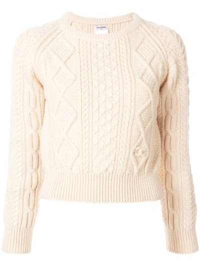 Pre-owned Chanel Cable Knit Jumper In White