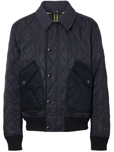 Burberry Diamond Quilted Thermoregulated Jacket In Blue
