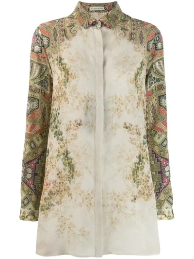 Etro Printed Longline Shirt In Multicolour