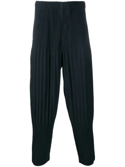 Issey Miyake Pleated Tapered Trousers In Blue