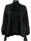 Chloé Asymmetric Bow Tie Blouse In Black