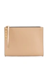 Marni Leather Zip Pouch In Brown