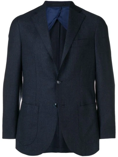 Barba Classic Fitted Blazer In Blue