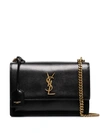 Saint Laurent Black Sunset Medium Leather Shoulder Bag In 黑色