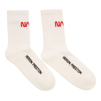 Heron Preston Nasa Logo Intarsia Socks In White