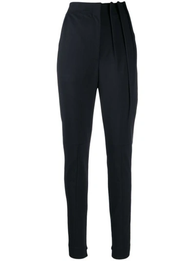 Ji Oh High Waisted Tapered Trousers In Blue