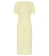 Fendi Logo Intarsia Cotton Knit Dress In Yellow